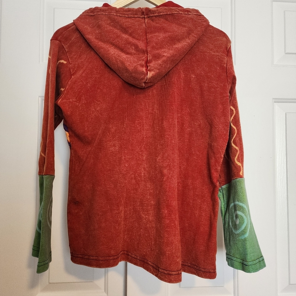 The Collection Royal Red Embroidered Patch Work Women's Hoodie Size M - Picture 2 of 6